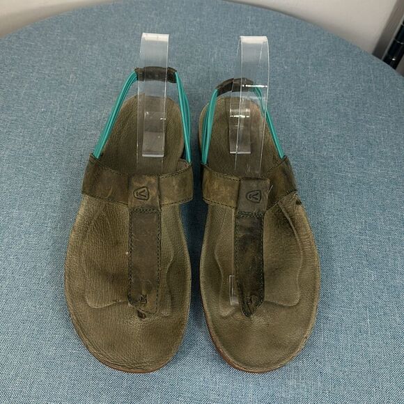 KEEN Dauntless Posted T-Strap Leather Taupe Sandals Size 8 - Picture 4 of 9